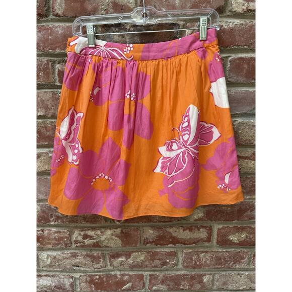Lilly Pulitzer Orange Pink Multi-Color Floral Mini WHITLEY KEEN PEACH Skirt 4 - Picture 2 of 9